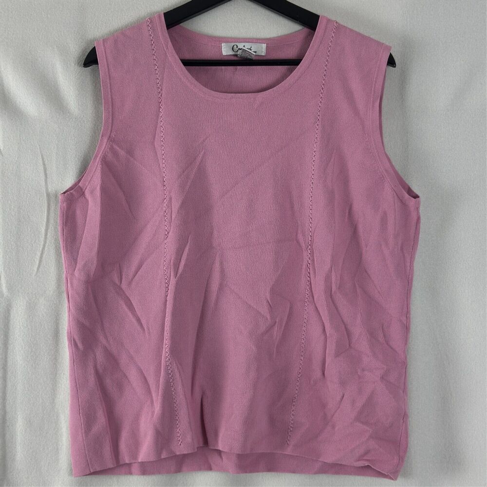 Carducci Womens Plus‎ Size 2X Sleeveless Pullover Top Pink Round Neck Casual